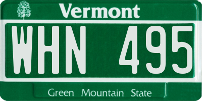 VT license plate WHN495
