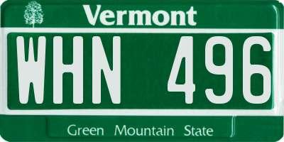 VT license plate WHN496