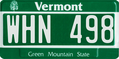 VT license plate WHN498