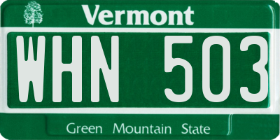 VT license plate WHN503