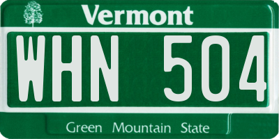 VT license plate WHN504