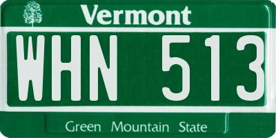 VT license plate WHN513