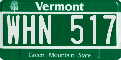 VT license plate WHN517