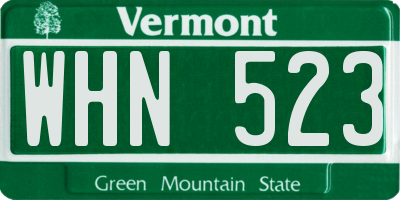 VT license plate WHN523