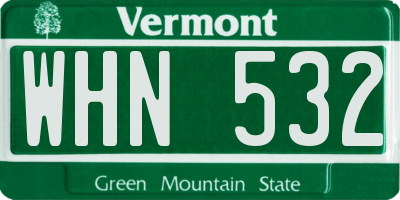 VT license plate WHN532