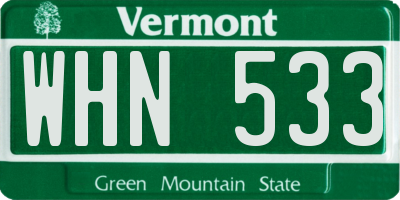 VT license plate WHN533