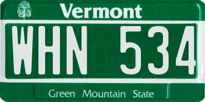 VT license plate WHN534