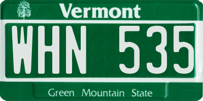 VT license plate WHN535