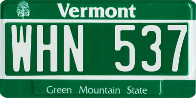 VT license plate WHN537