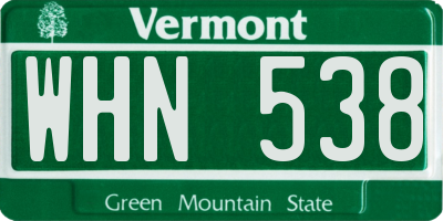 VT license plate WHN538