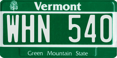 VT license plate WHN540
