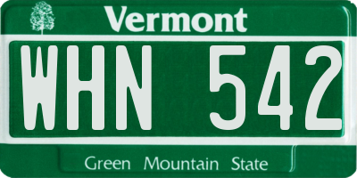 VT license plate WHN542