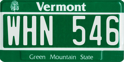 VT license plate WHN546
