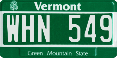 VT license plate WHN549