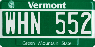 VT license plate WHN552
