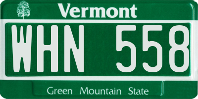 VT license plate WHN558