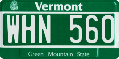 VT license plate WHN560