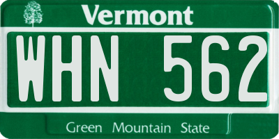 VT license plate WHN562