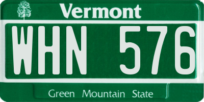 VT license plate WHN576