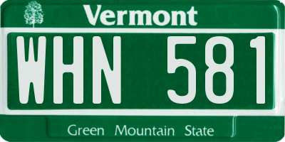 VT license plate WHN581