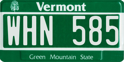 VT license plate WHN585