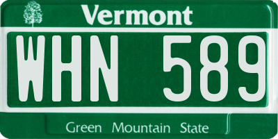 VT license plate WHN589