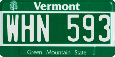 VT license plate WHN593
