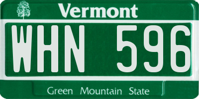 VT license plate WHN596