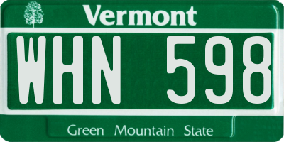 VT license plate WHN598