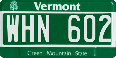 VT license plate WHN602