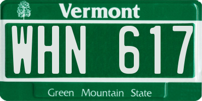 VT license plate WHN617