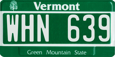 VT license plate WHN639