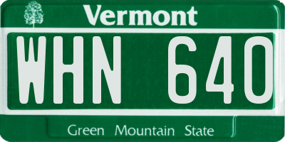 VT license plate WHN640