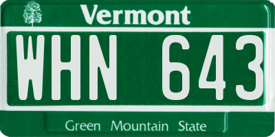 VT license plate WHN643