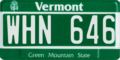 VT license plate WHN646
