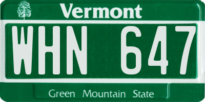 VT license plate WHN647