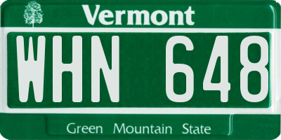 VT license plate WHN648