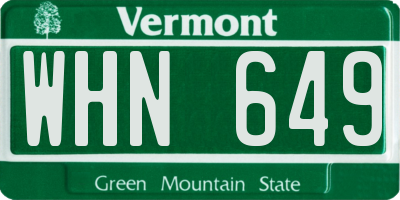 VT license plate WHN649