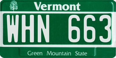 VT license plate WHN663