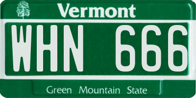VT license plate WHN666