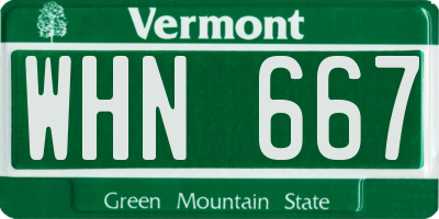 VT license plate WHN667
