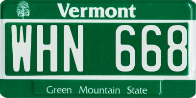 VT license plate WHN668