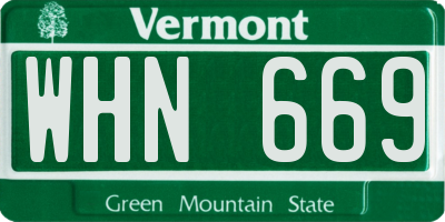 VT license plate WHN669