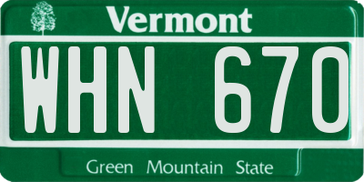 VT license plate WHN670