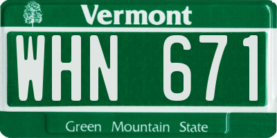 VT license plate WHN671