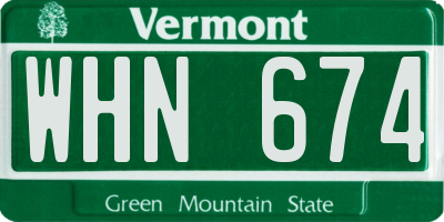 VT license plate WHN674