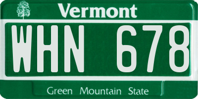 VT license plate WHN678