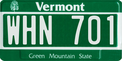 VT license plate WHN701