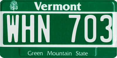 VT license plate WHN703