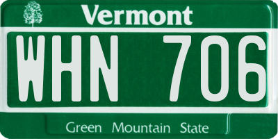 VT license plate WHN706